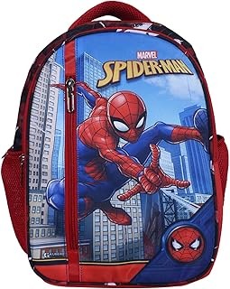 Kuber Industries Marvel Spiderman Backpack|4 Compartment School Bags for Kids|Durable School Bags for Boy Travel,School with Zipper Closure (Red)