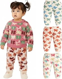 NICSY Kids Pyjama Baby Boys & Baby Girls Warm Fleece Pajama Pants | Pack of 3 Winter Wear Bottoms | Soft Fur Wool Pyjama with Cute Butterfly Print | Unisex Kids Nightwear & Loungewear