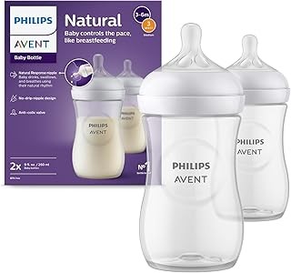 Philips Avent Grow Plastic Feeding Bottle | Anti-Colic | Easy Fill,Easy Clean|BPA Free | with 6M+ Flow Teat | Made in India (330ml) (Penguine with Fishes)