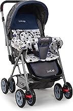 LuvLap Sunshine Baby Stroller/Pram for 0 to 3 Years, New Born/Toddler/Kid, 5 Point Safety Harness, Adjustable backrest, 360° Swivel Wheel, Large Storage Basket, Reversible Handlebar(Navy Blue)