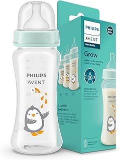 LuvLap Anti-Colic Slim/Regular Neck Essential Baby Plastic Feeding Bottle, 250Ml (Pack of 2), New Born/Infants/Toddler Upto 3 Years, Jungle Tales & Wild Flowers, BPA Free,Blue